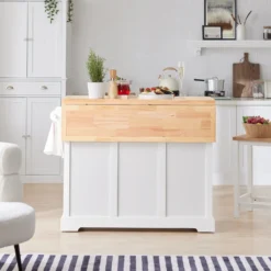 SoBuy FKW71-WN Kücheninsel Küchenwagen Mit Erweiterbarer Arbeitsplatte Küchenschrank Servierwagen Holz Weiß BHT Ca.: 115x92x46-71cm -Küchenutensilien Laden 016d7c5ecaebad2a738b057b330babe7