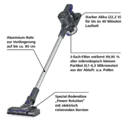 CLEANmaxx Akku-Zyklon-Staubsauger - 3-fach-Filter - Anthrazit/blau -Küchenutensilien Laden 03ca5f7b42d73f0ee1a50f6c76a17656