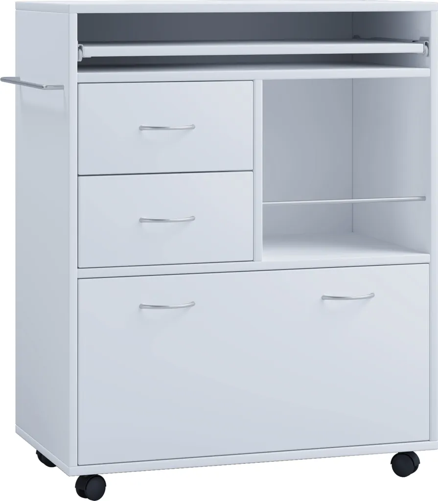 VCM Holz Küchenwagen Servierwagen Rollwagen Ablage Rollbar Rollen Schublade Kicha Weiß 6 VCM Holz Küchenwagen Servierwagen Rollwagen Ablage Rollbar Rollen Schublade Kicha Weiß – Bild 4