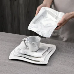 MALACASA, AMPARO 30 Tlg. Marmor Porzellan Geschirrset Kombiservice Tafelservice Mit Kaffeetassen, Unterteller, Dessertteller, Suppenteller, Speiseteller Für 6 Personen -Küchenutensilien Laden 06bffbce4afe510c0fb6d880a070c49e