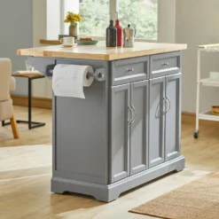 SoBuy FKW71-HG Kücheninsel Küchenwagen Mit Erweiterbarer Arbeitsplatte Küchenschrank Servierwagen Holz BHT Ca.: 115x92x46-71cm -Küchenutensilien Laden 06eb052b624c3b107f947ee7376aad83