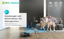 360 SMARTAI Botslab S8 Plus Staubsauger Roboter Mit Absaugstation 4L, 2700Pa Saugroboter Mit Wischfunktion Lasernavigation,Kartierung Mehrerer Etagen -Küchenutensilien Laden 09fc2d4c05348498977adf7dba77104c