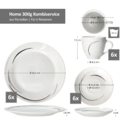 Mambo-Cat Kaffee-Tasse Porzellan-Becher Geschirr-Set Schüssel Bowl-Schale Tafel-Zubehör Suppen-Schälchen Speise-Teller Käse-Wurst Ess-Platte Frühstücks-Buffet Brunch Kuchen-Dessert Home Streifen-Grau Schwarz-Creme Kombi-Service Sechs-Personen -Küchenutensilien Laden 0c02df588bed056bd0fb9869f6e1ec8f