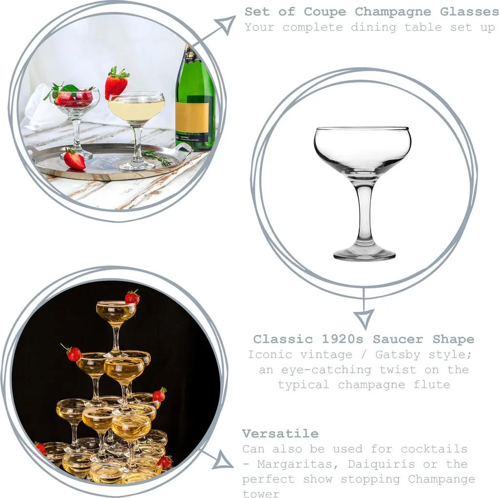 Rink Getränk 5 Tier Champagne Turm Set - 35 Gläser - 200 Ml Weinlese-Champagne Coupe Saucers 4 Rink Getränk 5 Tier Champagne Turm Set - 35 Gläser - 200 Ml Weinlese-Champagne Coupe Saucers – Bild 2