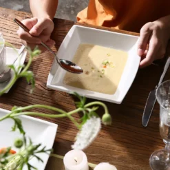 MALACASA 32 Tlg. Kombiservice, Serie BLANCE Cremeweiß Porzellan Geschirrset Mit Servierplatte -Küchenutensilien Laden 0f84ba87a92baf75802d0a6fb35e457c