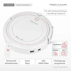ProfiCare ® Saugroboter Reinigt Selbstständig Alle Räume, Staubsauger Roboter Mit Fernbedienung, Vacuum Cleaner, HEPA-Filter Und 3 Reinigungsprogrammen, Mit Treppenerkennung - PC-BSR 3042 -Küchenutensilien Laden 1080840b719eb30a5ff865e231037a9c