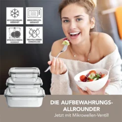 GOURMETmaxx Glas-Frischhaltedosen Klick-it Mit Mikrowellen-Ventil - 6-teilig - Grau -Küchenutensilien Laden 14ac0c5cf07648d23f4ea052c73ed90c