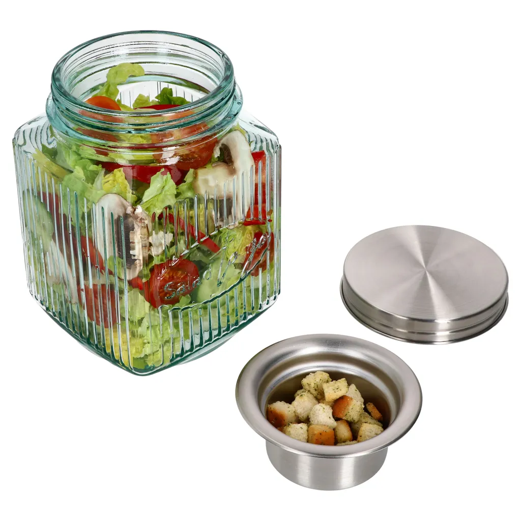 3tlg Set Salat To Go Vorratsglas 1L Lunch-Box Für Salat Nachhaltig Aufbewahrung 3 3tlg Set Salat To Go Vorratsglas 1L Lunch-Box Für Salat Nachhaltig Aufbewahrung
