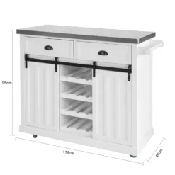 SoBuy FKW94-W Design Küchenwagen Mit Flaschenablage Küchenschrank Mit 2 Schiebetüren Und 2 Schubladen Servierwagen Mit Edelstahlplatte Sideboard Weiß -Küchenutensilien Laden 159bb20f655719058f7b79b84fac4c02