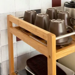 SoBuy Küchenregal, Küchenwagen, Baderegal Aus Bambus Mit Rollen FKW11-N -Küchenutensilien Laden 15dc24bdb4ab022eebea0063480da091