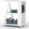 SoBuy FKW77-W Design Servierwagen Küchenwagen Beistellwagen Rollwagen Mit 3 Ablagen Und 2 Regalfächern Weiß BHT Ca.: 60x77x38cm