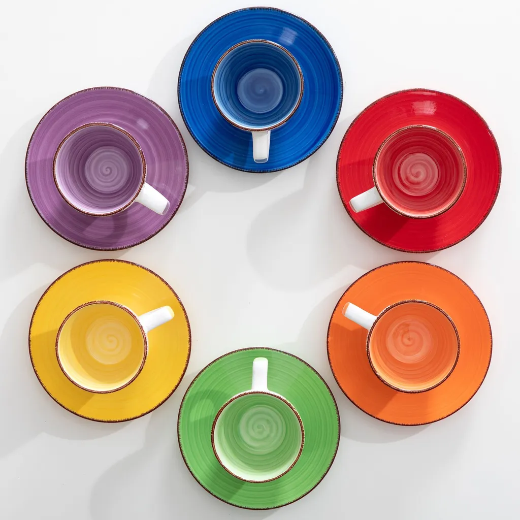 Kaffeeservice Steinzeug, Vancasso BONITA 12 Teiliges Kaffeeset, Cappuccino Tassenset Für 6 Personen, Tassen Und Untertassen 5 Kaffeeservice Steinzeug, Vancasso BONITA 12 Teiliges Kaffeeset, Cappuccino Tassenset Für 6 Personen, Tassen Und Untertassen – Bild 3