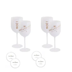 Moët & Chandon Champagnergläser ICE IMPERIAL 450ml Aus Acryl Set Mit 4 Gläsern Inkl. Untersetzer