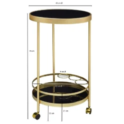 WOHNLING Design Servierwagen Gold Rund Ø 45cm 2 Ebenen | Beistelltisch Auf Rollen Mit Glasplatte Schwarz Speisewagen | Küchenwagen | Teewagen -Küchenutensilien Laden 24e28e276534c16b9541c5120e39f272