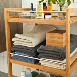 SoBuy Küchenregal, Küchenwagen, Baderegal Aus Bambus Mit Rollen FKW11-N -Küchenutensilien Laden 2a5ab4152aab7e3d1fad619b62bb945b