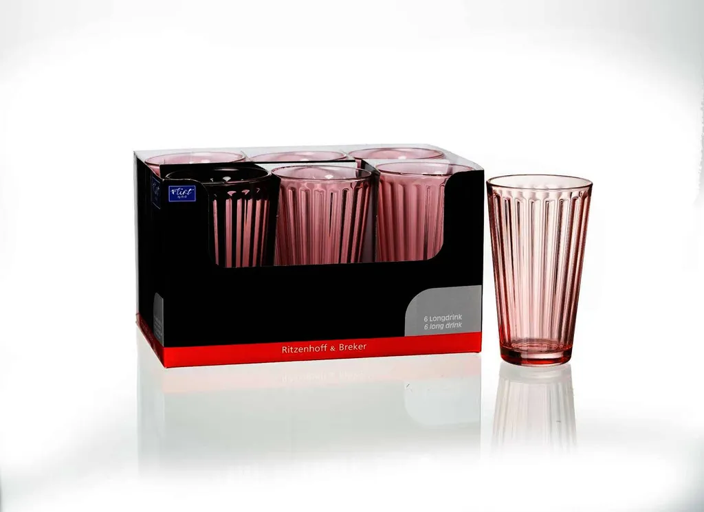 Ritzenhoff & Breker Longdrinkglas Lawe, Becher, Trinkglas, Glas, Rosa, 400 Ml, 164459 3 Ritzenhoff & Breker Longdrinkglas Lawe, Becher, Trinkglas, Glas, Rosa, 400 Ml, 164459