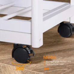 HOMCOM Küchenwagen Servierwagen Mit Ausziehbarem Korb Schublade Küchenrollwagen Weinablage Küchentrolley Holz Weiß 74 X 37 X 76 Cm -Küchenutensilien Laden 2c6b47f178e9d418b262f2e48efa216a