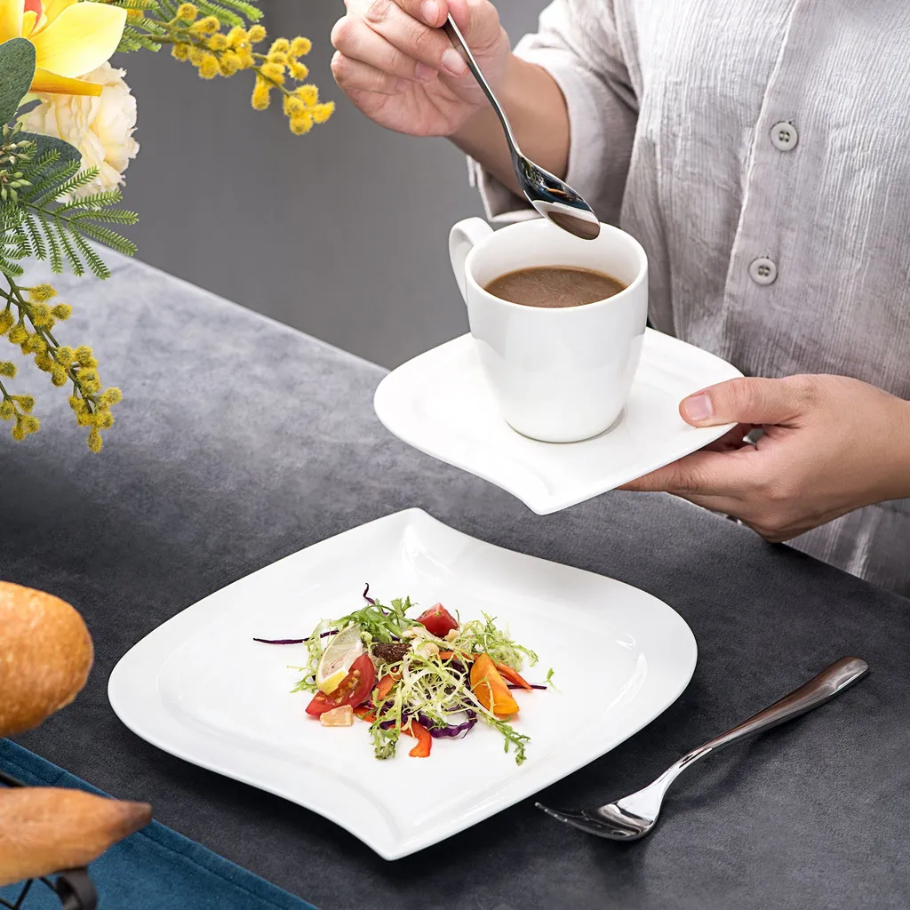 MALACASA, Serie Elvira, 36 Teilig Cremeweiß Porzellan Geschirrset Tafelservice Kaffeeservice Mit Tassen, Untertassen, Dessertteller Für 12 Person 7 MALACASA, Serie Elvira, 36 Teilig Cremeweiß Porzellan Geschirrset Tafelservice Kaffeeservice Mit Tassen, Untertassen, Dessertteller Für 12 Person – Bild 5