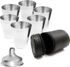 Outdoor Saxx® - 8-Teiliges Edelstahl-Becher Set, 6 Unzerbrechliche Schnaps-Becher, Schnaps-Gläser Aus Metall, Metall-Becher Mit Einfüll-Trichter Und Leder-Tasche, Ideales Flachmann-Zubehör 9 Outdoor Saxx® - 8-Teiliges Edelstahl-Becher Set, 6 Unzerbrechliche Schnaps-Becher, Schnaps-Gläser Aus Metall, Metall-Becher Mit Einfüll-Trichter Und Leder-Tasche, Ideales Flachmann-Zubehör -Küchenutensilien Laden 2e9508b6198bd8338a3f9dda89430a3d