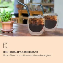 DUOS 6X 410ml Jumbo Doppelwandige Thermo-Gläser + 6X Edelstahl-LÖFFEL, Für Latte Macchiato, Cocktails, Vorspeisen By Feelino -Küchenutensilien Laden 302b02e48be9638bb4bcefd7ecb36b11