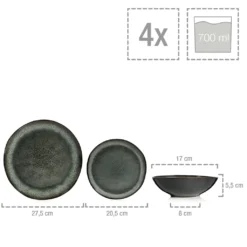 Sänger SÄNGER Steingut Geschirrset Kopenhagen, Tafelservice 12 Teilig Für 4 Personen -Küchenutensilien Laden 330d8b01bd554bbaa5bf97f67686e2c1