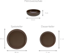 CreaTable, 23659, Serie Uno Braun, Geschirrset, Teller Set 12 Teilig, Farbe:Braun -Küchenutensilien Laden 34dcc0466f7312845a5b6f2dc10bc4ff