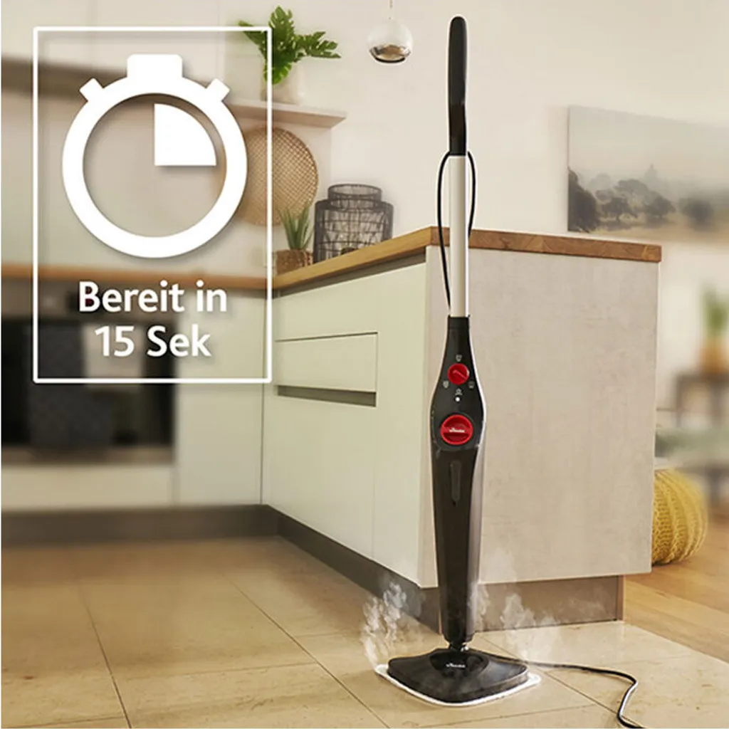 Vileda 168933 Steam PLUS Dampfreiniger Mit Mikrofaserbezug Plus PowerPad, Entfernt Bis Zu 99,9% Bakterien, Ohne Chemie, 3 Dampfeinstellungen, ECO-Verpackung 7 Vileda 168933 Steam PLUS Dampfreiniger Mit Mikrofaserbezug Plus PowerPad, Entfernt Bis Zu 99,9% Bakterien, Ohne Chemie, 3 Dampfeinstellungen, ECO-Verpackung – Bild 5