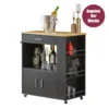 SoBuy FKW113-SCH Servierwagen Küchenwagen Kücheninsel Küchenschrank Rollwagen Mikrowellenschrank Küchenrollwagen Schwarz BHT Ca.: 82x88x46cm -Küchenutensilien Laden 43c16af605abe123caad9458928b1bb7