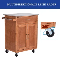 COSTWAY Küchenwagen Mit Schublade, Kücheninsel Mit Handtuchhalter, Küchenschrank Rollbar, Servierwagen Aus Holz, Kücheninselwagen, Mikrowellenwagen, Sideboard Naturholz -Küchenutensilien Laden 43e7a87a1da4eb559300906f69f21fff