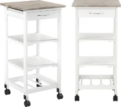 Servierwagen 76 X 37 X 37 Cm Barwagen 3 Ablage 1 Schublade Beistellwagen Allzweckwagen Rollwagen MDF Holzfarben-Weiß [en.casa] -Küchenutensilien Laden 45219e8a09e6ecd833e3c379e6e92dd9