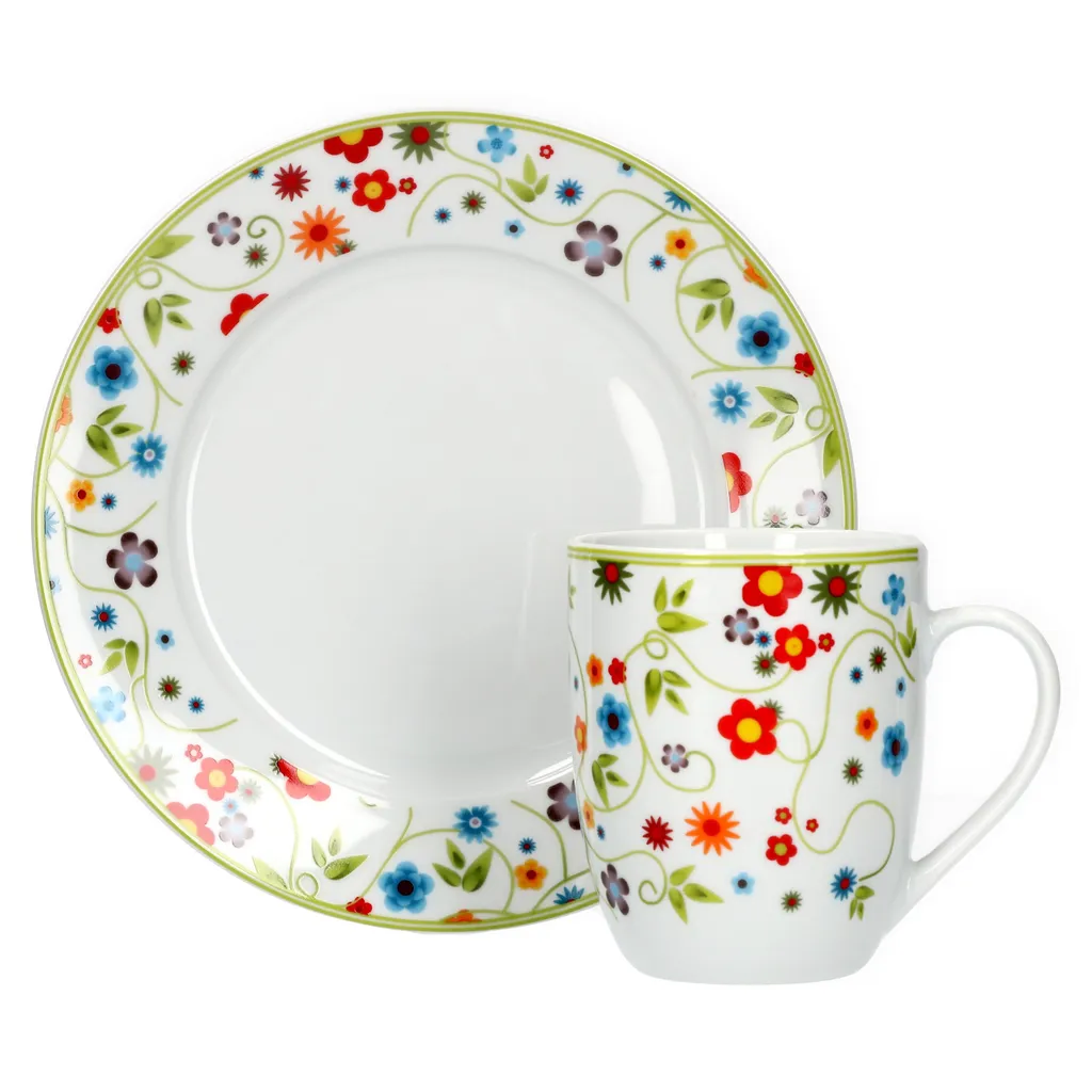 Van Well Frühstücksset 12-tlg. Für 6 Personen Serie Vario Porzellan - Farbe Wählbar, Farbe:flowers 4 Van Well Frühstücksset 12-tlg. Für 6 Personen Serie Vario Porzellan - Farbe Wählbar, Farbe:flowers – Bild 2