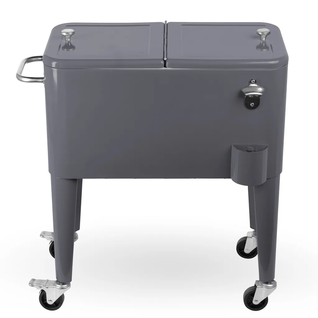 Kühlwagen, Servierwagen Outdoor Mit Großer Kühlbox, Getränkekühler Beistellwagen Für Garten, Rollbarer Party Kühlwagen Im Retro-Look – 57l, Farbe:anthrazit 5 Kühlwagen, Servierwagen Outdoor Mit Großer Kühlbox, Getränkekühler Beistellwagen Für Garten, Rollbarer Party Kühlwagen Im Retro-Look – 57l, Farbe:anthrazit – Bild 3