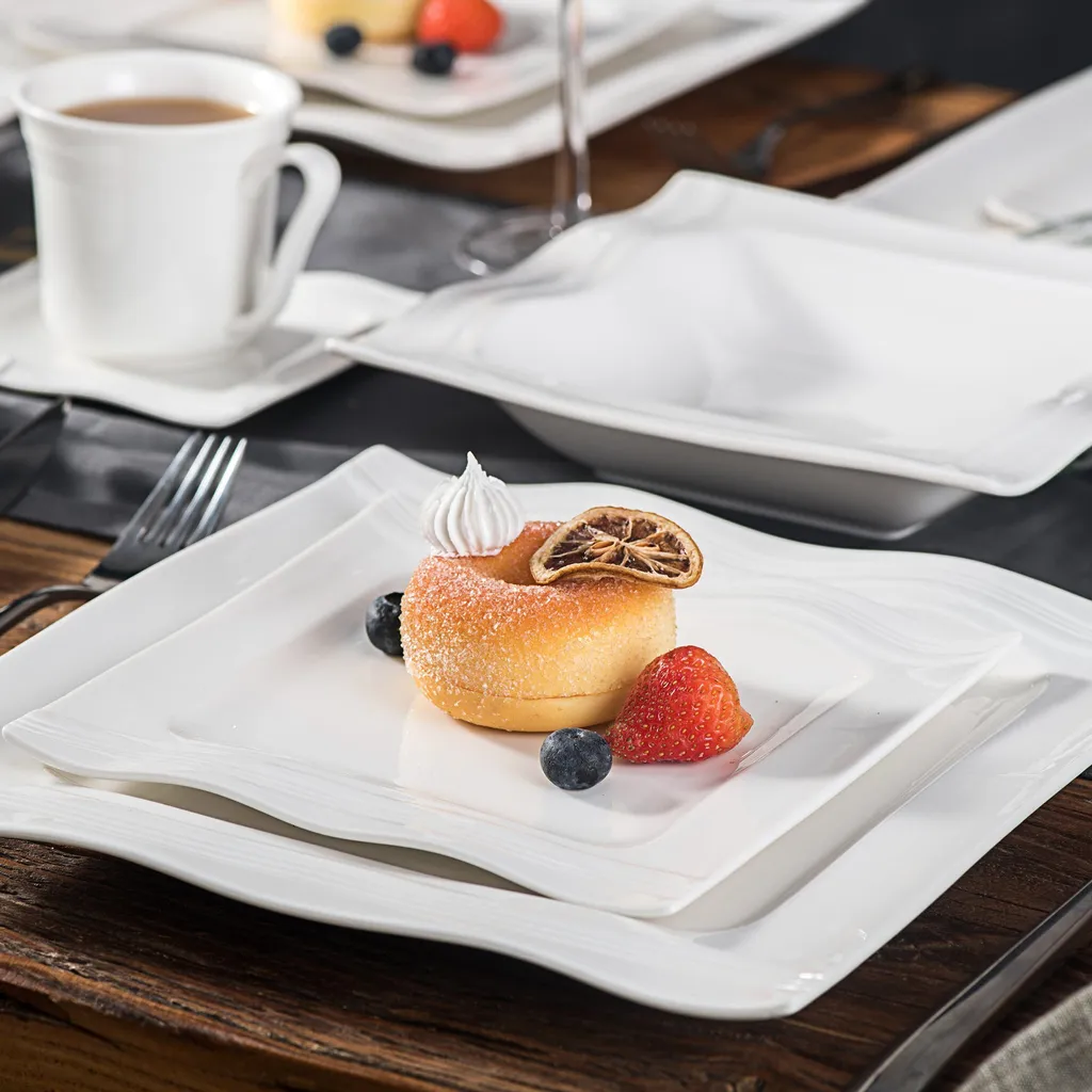 MALACASA, Serie Mario, 60 Tlg. Cremeweiß Porzellan Geschirrset Tafelservice Mit Je 12 Kaffeetassen, 12 Untertassen, 12 Dessertteller, 12 Suppenteller Und 12 Speiseteller 5 MALACASA, Serie Mario, 60 Tlg. Cremeweiß Porzellan Geschirrset Tafelservice Mit Je 12 Kaffeetassen, 12 Untertassen, 12 Dessertteller, 12 Suppenteller Und 12 Speiseteller – Bild 3