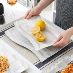 MALACASA, Serie Flora, 32 Tlg. Marmor Porzellan Geschirrset Kombiservice Tafelservice Mit 6 Schalen, 6 Dessertteller, 6 Suppenteller, 6 Speiseteller, 6 Becher Und 2 Rechteckige Servierplatte -Küchenutensilien Laden 4ebb4d4ccc632ff85b9c2e7bdc1fe465