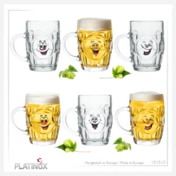 Biergläser 0,5L (max 700ml) Mit Henkel Und Lustigen Motiven Set 6 Teilig Bierkrug Karnevalsgläser -Küchenutensilien Laden 56be31abf7667f27dfa66f8316f31bd9