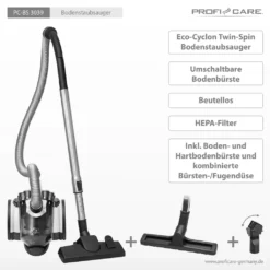 ProfiCare Bodenstaubsauger PC-BS 3039, 4-Fach Mikrofiltersystem, HEPA-Filter Teleskoprohr Aus Edelstahl (höhenverstellbar), Elektronische Leistungsregelung, Weiß -Küchenutensilien Laden 5733266c3a94d0493f38b71bf561aea6