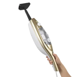 CLEANmaxx Dampfbesen - Mit Knickgelenk - Gold/weiß Dampfreiniger Steam Hygiene Fliesen Küche Bad Reinigung -Küchenutensilien Laden 588b31439f946ea165db3464231a03a7