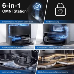 Ecovacs Deebot X1 Omni Saugroboter Wischfunktion Kamera 4 Reinigungsstufen 0,4 L -Küchenutensilien Laden 59b722628cdd4237891aff23543de0db