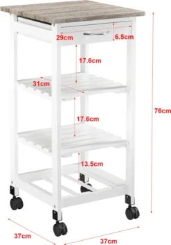Servierwagen 76 X 37 X 37 Cm Barwagen 3 Ablage 1 Schublade Beistellwagen Allzweckwagen Rollwagen MDF Holzfarben-Weiß [en.casa] -Küchenutensilien Laden 5a05f569d68f455449a5b526a97d1e6b