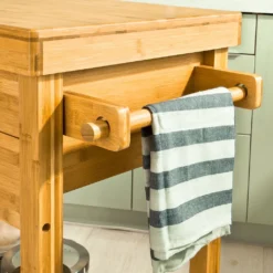 SoBuy Servierwagen,Bambus Küchenwagen,Rollwagen M. Schublade FKW26-N -Küchenutensilien Laden 5a2a9841a0bd068459cbb572b375f833