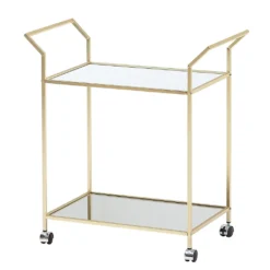 WOHNLING Design Servierwagen Gold 73x78x37 Cm Küchenwagen Glas / Metall | Mobiler Beistelltisch | Speisewagen Mit Glasplatte | Teewagen Mini Bar Auf 4 Rollen -Küchenutensilien Laden 5a347d4bbd604fbb2eb97a225933d3b8