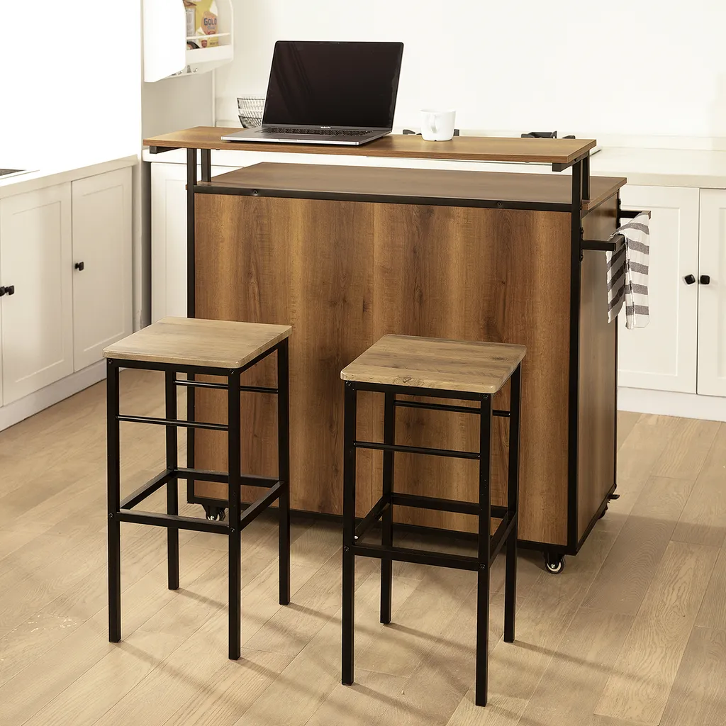 SoBuy KNL02-PF Design Küchenwagen Mit Arbeitsplatte Kücheninsel Küchenschrank Sideboard Auf Rollen Küchentrolley Vintage BHT Ca.: 113x106x69cm 4 SoBuy KNL02-PF Design Küchenwagen Mit Arbeitsplatte Kücheninsel Küchenschrank Sideboard Auf Rollen Küchentrolley Vintage BHT Ca.: 113x106x69cm – Bild 2