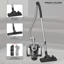 ProfiCare Bodenstaubsauger PC-BS 3039, 4-Fach Mikrofiltersystem, HEPA-Filter Teleskoprohr Aus Edelstahl (höhenverstellbar), Elektronische Leistungsregelung, Weiß -Küchenutensilien Laden 62148297de834ecf3660d676e5b3026c