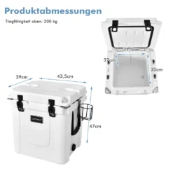 COSTWAY 31L Kühlbox Strapazierfähig Kühler Mit Korb & Getränkehalter Griffen & Fischlineal Eiskühler Tragbar Kälte Bis 9 Tage Weiß -Küchenutensilien Laden 62a438fbe4649b5e84ffc42bf6376247