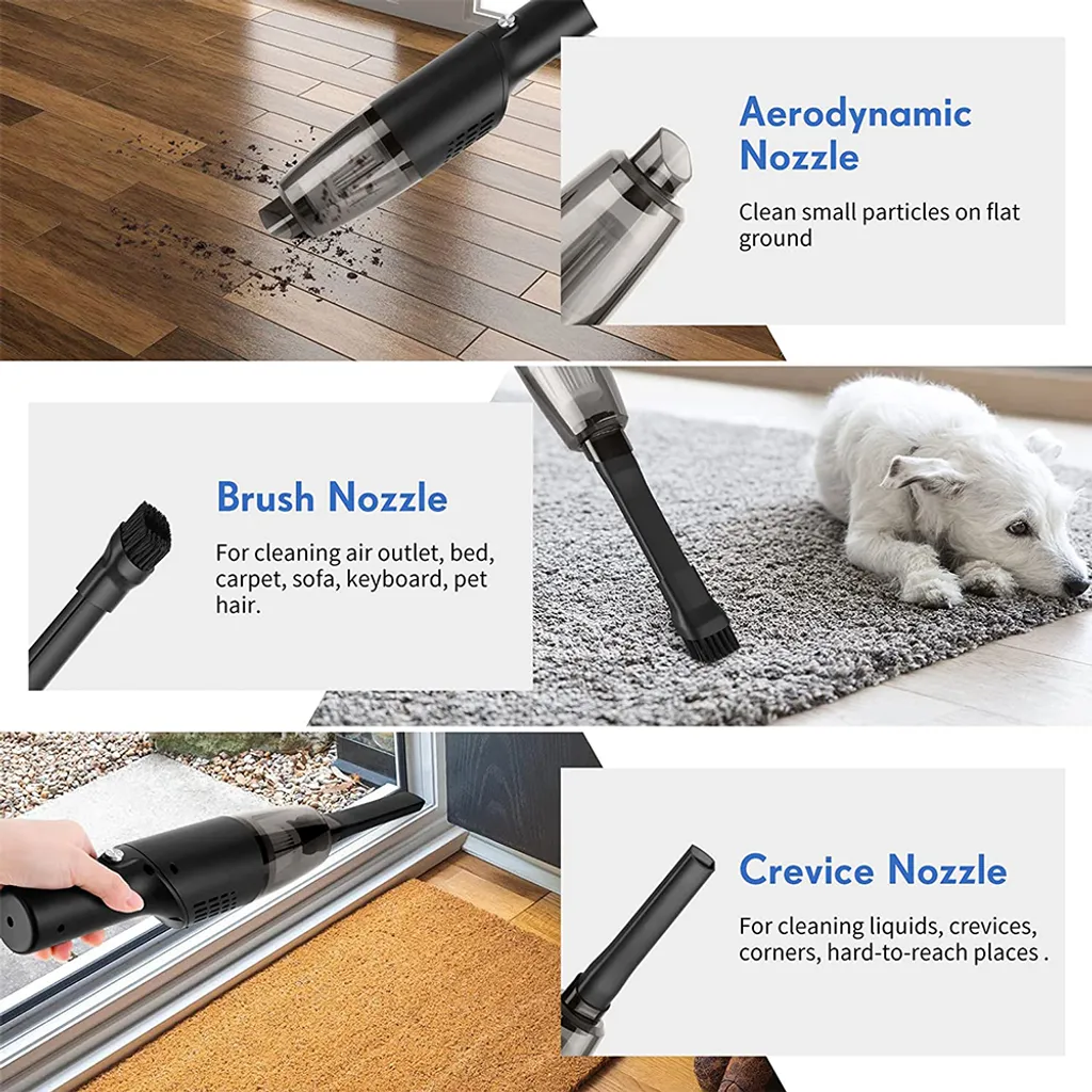 Mini-Staubsauger, Kabelloser Handstaubsauger, 10000 Pa Starke Saugkraft, Tragbarer Auto-Staubsauger, Wiederaufladbar Für Zuhause/Auto/Büro, Nebelblau ,Black 10 Mini-Staubsauger, Kabelloser Handstaubsauger, 10000 Pa Starke Saugkraft, Tragbarer Auto-Staubsauger, Wiederaufladbar Für Zuhause/Auto/Büro, Nebelblau ,Black – Bild 8