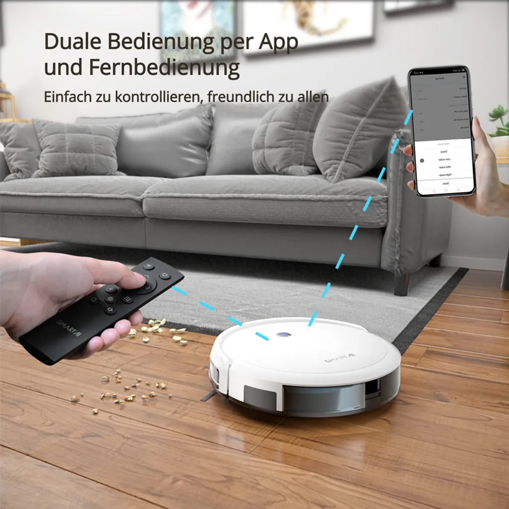 SmartAI Saugroboter Staubsauger Roboter APP Fernbedienung 2600Pa Staubsauger Weiß 7 SmartAI Saugroboter Staubsauger Roboter APP Fernbedienung 2600Pa Staubsauger Weiß – Bild 5
