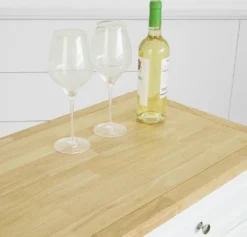 SoBuy FKW100-WN Kücheninsel Mit Arbeitsplatte Küchenwagen Mit 2 Türen Und Ausziehbarem Flaschenhalter Küchenschrank Sideboard Küchentrolley Weiß BHT Ca.: 115x90x46cm -Küchenutensilien Laden 672b2c09144235b00c4f649b7010cc01