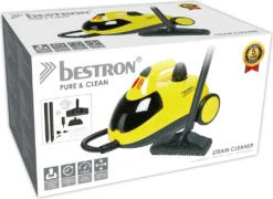 Bestron Dampfreiniger Mit 12-Teiligen Zubehör-Set, Inkl. Kindersicherung & 10m Aktionsradius, 4 Bar Dampfdruck, Kapazität: 1,5 L, Ideal Für Bäder Und Küchen, 1500 Watt, Farbe: Gelb -Küchenutensilien Laden 68272e4d211588bada9c369dc9b12bfe