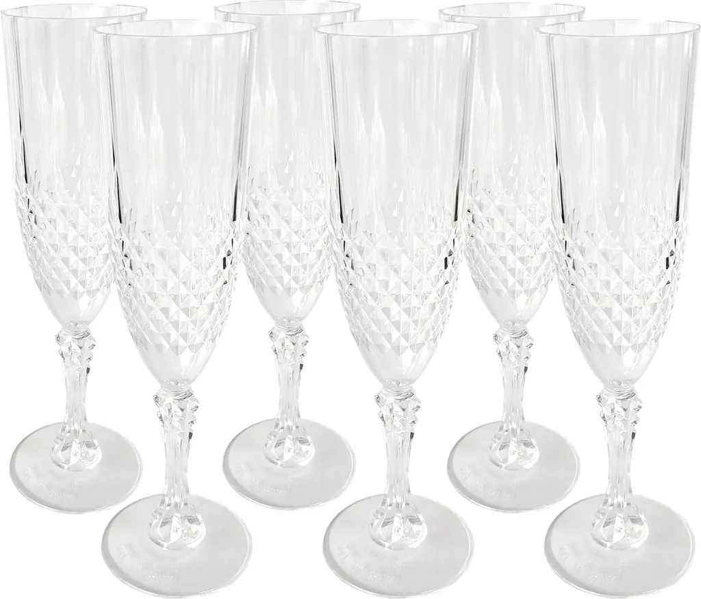 6er Set Kunststoff Champagner-Gläser Kristalleffekt 200ml / Ø6x22,5cm 5 6er Set Kunststoff Champagner-Gläser Kristalleffekt 200ml / Ø6x22,5cm – Bild 3
