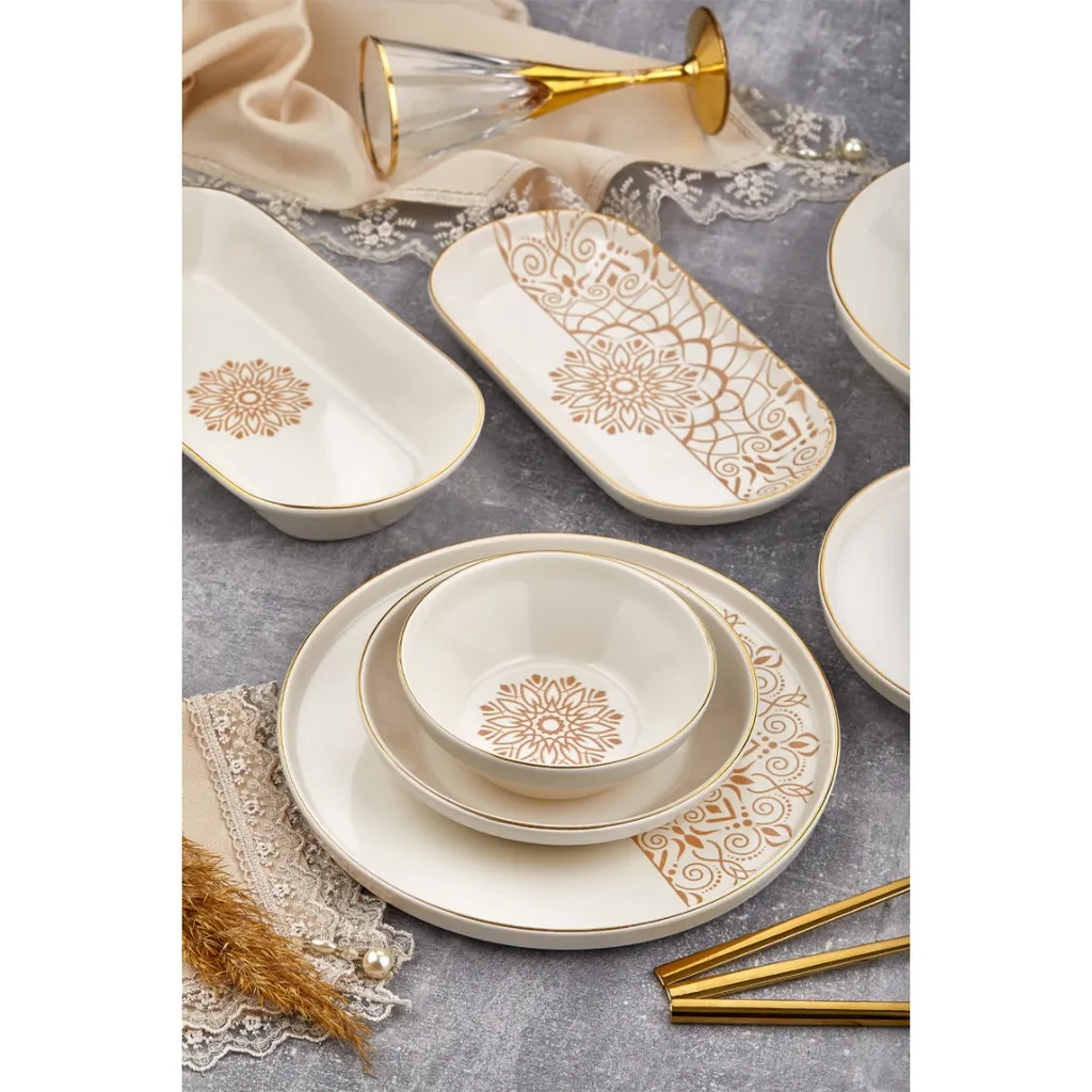 Tac Laterna Vicenza 53-teiliges Porzellangeschirr Goldrand 4 Tac Laterna Vicenza 53-teiliges Porzellangeschirr Goldrand – Bild 2